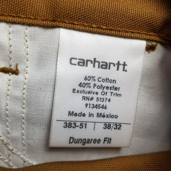 Carhartt Pants Mens 38x32 Brown High Rise Lightweight Canvas Dungaree Fit NWT - Picture 13 of 16